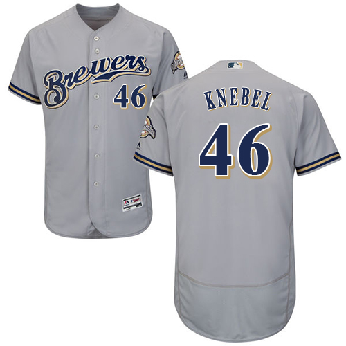 Brewers #46 Corey Knebel Grey Flexbase Authentic Collection Stitched MLB Jersey